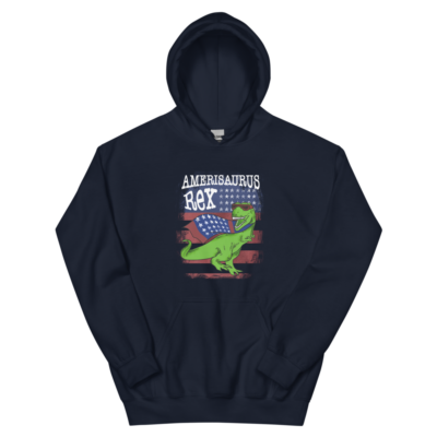 Amerisaurus Rex Dinosaur With American Flag Unisex Hoodie