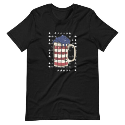 Beer With American Flag Short-Sleeve Unisex T-Shirt