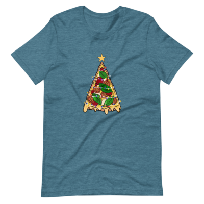 Christmas Tree Pizza Slice With Sparkling Star Short-Sleeve Unisex T-Shirt