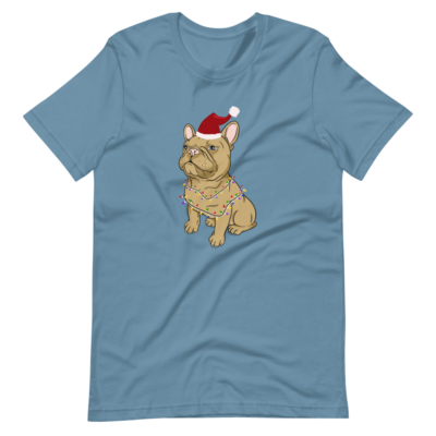 Christmas Tree French Bulldog With Xmas Cap Short-Sleeve Unisex T-Shirt